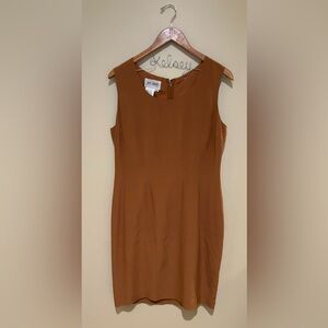 Hugo Buscati Milano Sleeveless Rust Brown 100% Silk Dress Size 12